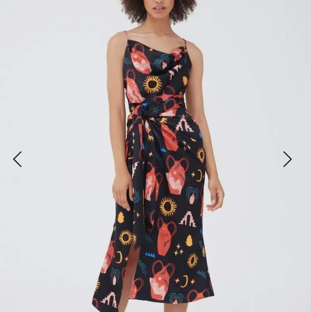 Finders Keepers Black Pottery Faux Wrap Dress